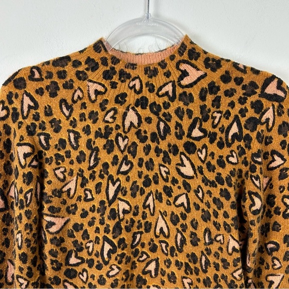 Karl Lagerfeld Animal Heart print mock neck fuzzy sweater size: XS - Picture 3 of 11